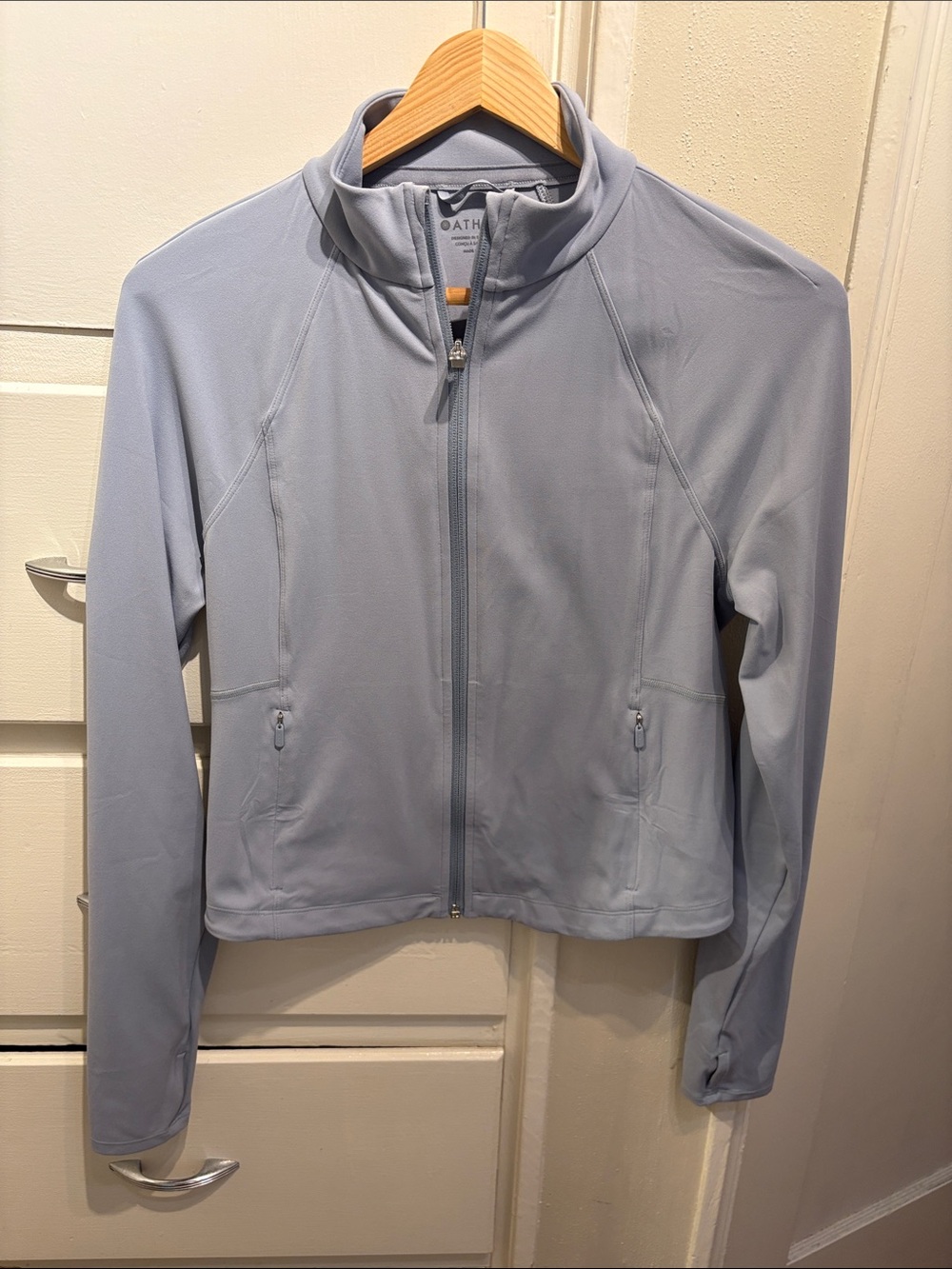 Athleta Pale Blue Full-Zip Lightweight Bomber Jacket